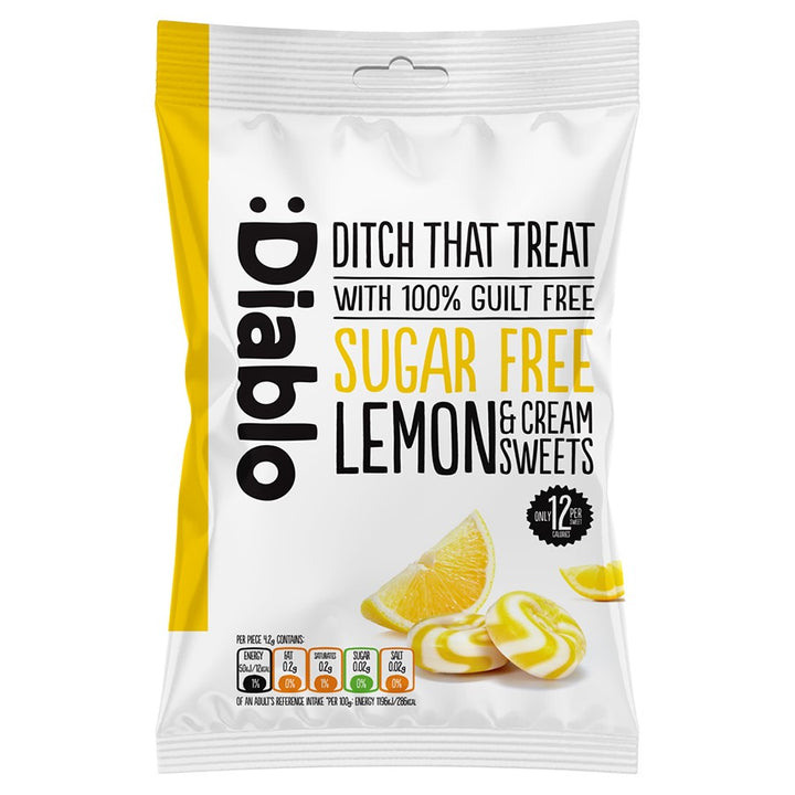 Diablo becukriai citrinos skonio kreminiai saldainiai, 75g