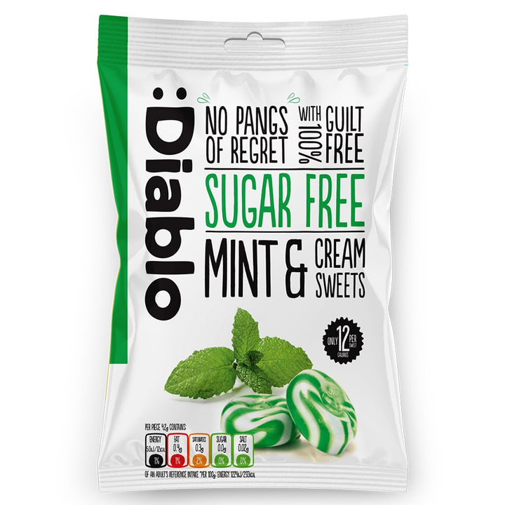 Diablo becukriai mėtų skonio kreminiai saldainiai, 75g