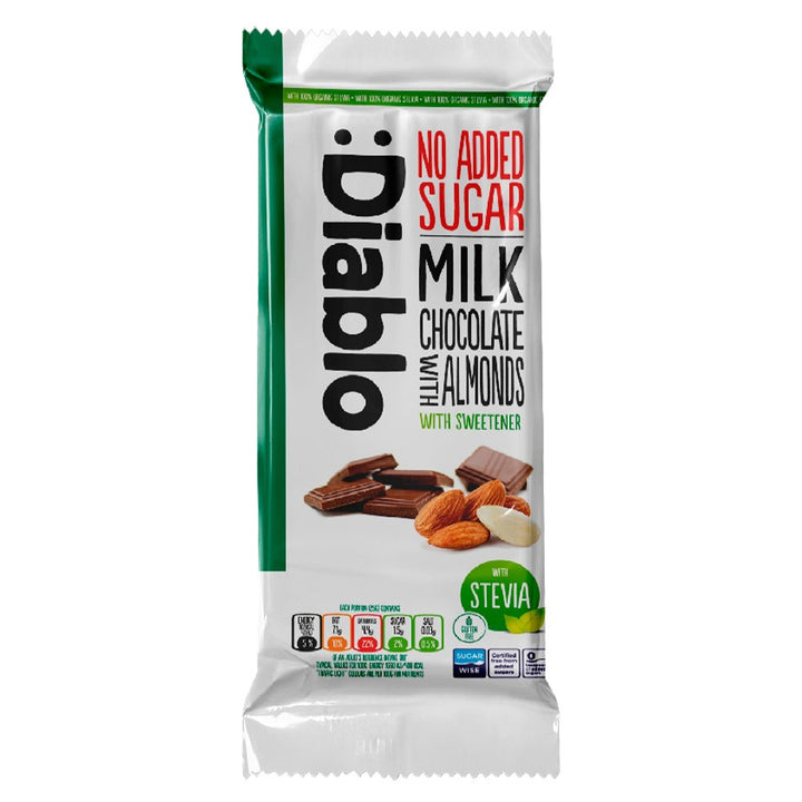 Diablo pieniškas šokoladas su migdolais, be pridėtinio cukraus, 75g