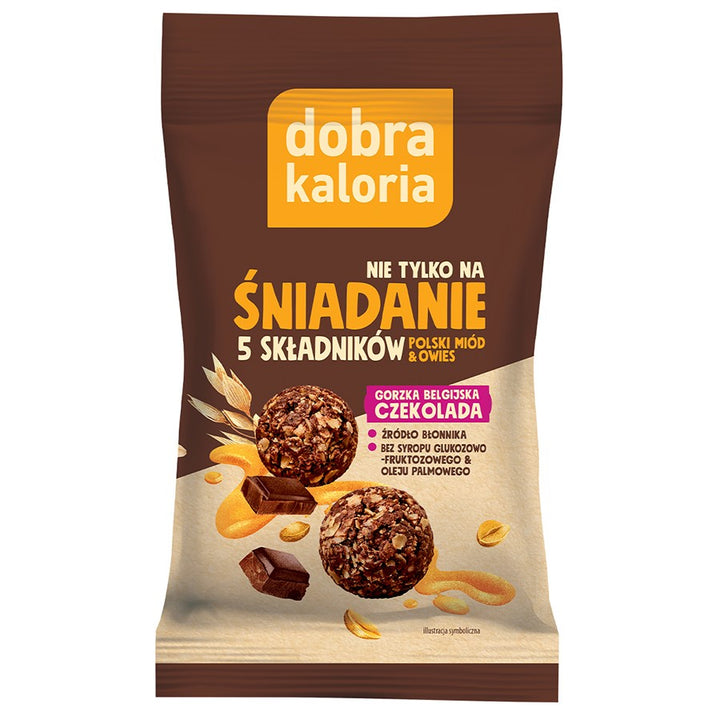 Pusryčių rutuliukai, juodasis šokoladas Dobra Caloria, 40g